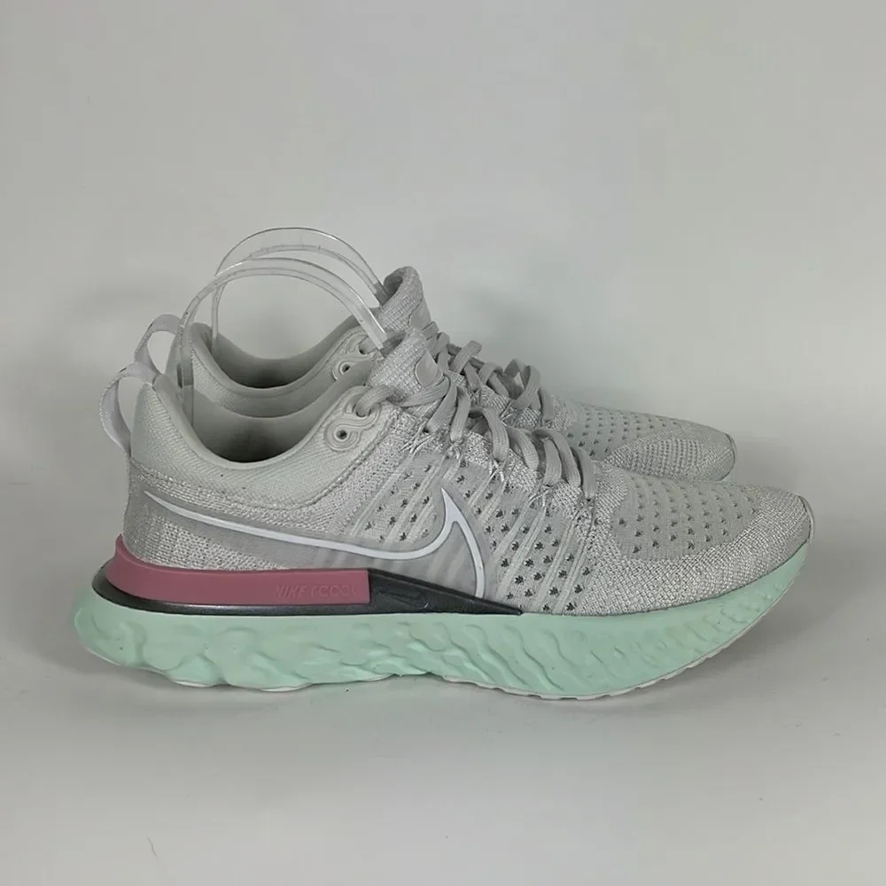 New Nike white green pink React Infinity 2 Flyknit running sneakers women’s 9.5